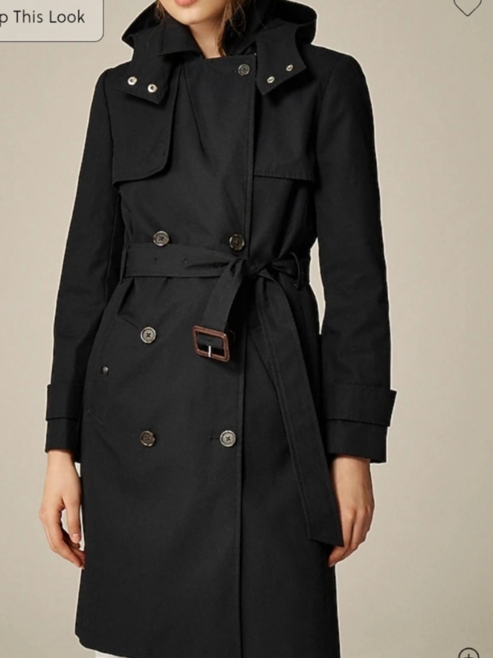 J. Crew Woman's Black Icon Trench Coat NEW Size 20 * no belt* - Picture 2 of 12